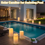 Wondise Solar Candles Outdoor Waterproof IP65 Rechargeable Solar Candles, Dusk to Dawn, Outdoor Pillar Candle for Camping Patio Porch Lanterns(3 Pack, 3" D x 5" H x 6" Hx 8" H)
