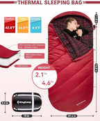 KingCamp Sleeping Bag for Adults, Cold Weather & Warm Extra Wide Big & Tall XL Portable Waterproof Flannel Sleeping Bags, Essentials Gear Accessories for Camping Backpacking Hiking Indoor & Outdoor