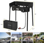 ROVSUN 2/3 Burner Outdoor Propane Gas Stove High Pressure Stand Cooker for Backyard Cooking Camping Home Brewing Canning Turkey Frying, 20 PSI CSA Listed Regulator