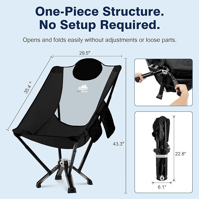 Utility-Grade High-Back Folding Chair — Stable One-Piece Structure, Extended Back Support for Longer Sitting, Reinforced Aluminum Frame, Portable Chair for Camping, RV & Outdoor Use