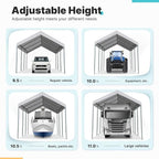 ADVANCE OUTDOOR 10x20 ft Heavy Duty Carport Potable Car Canopy Garage Party Tent Boat Shelter, Adjustable Height from 9.5 ft to 11 ft - Gray