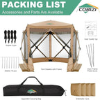 COBIZI 10x10 FT Pop up Gazebo, Popup Canopy Tent, Screened in Gazebos with sidewalls, Waterproof Portable Outdoor Small Screen Tents Sun Shelter,carpas para Patio for Camping,Garden,Backyard,Khaki