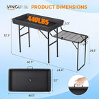 VINGLI Ice Table with Side Table, Portasble Cooler Table with Removable Skirt, Patio Table, Indoor & Outdoor Bar for Events, Parties and Camping Black