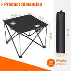 Folding Camping Table, 600D Oxford Portable Picnic Tables Lightweight Folding Table Beach Table with 2 Cup Holder for BBQ Outdoor Fishing Beach Picnic and Outdoor Activities
