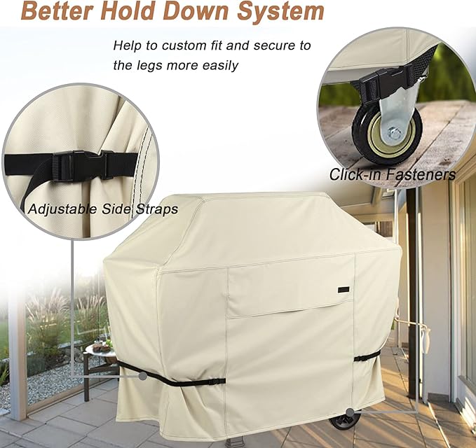 NettyPro Grill Cover for Outdoor Grill 70 inch Waterproof Heavy Duty Gas BBQ Grill Cover for Outside Weber, Char-Broil, Brinkmann, Jenn Air, Nexgrill 3-5 Burners Barbecue, Beige