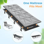 KingCamp Cot Pad for Camping, Comfortable Lightweight Mat, Puffy Soft Warm Non-Slip Cot Mattress Topper for Outdoor, Backpacking, 75"* 25", Grey