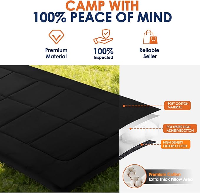 Camping cot Mattress Comfortable Portable Sleeping Pad for Adults Waterproof Fabric Floor Mattress Easy to Store Sleeping Mat for Guest Garden Home Lawn Outdoor Indoor