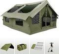 Inflatable Canvas Camping Tents with Stove Jack – Air Beam Blow Up Family Camping Tent for 2–6 People, Fast Setup Shelter with Hand Pump