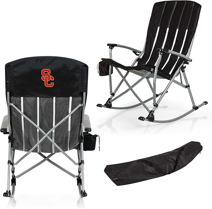Picnic TIME NCAA Unisex-Adult NCAA Outdoor Rocking Camp Chair, XL Heavy Duty Camping Chair for Adults
