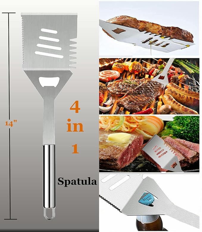 MUJUZE Grill Set,Grilling Gifts for Men,Grilling Accessories,BBQ Set,BBQ Accessories with Apron for Dad,Grill Tool Set for Outdoor,Grill Kit for Camping,Backyard