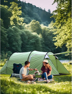Chihee Camping Tents Tunnel Tent 4 Person Family Tents with 2 Doors Extra Large Weatherproof Shelter 4 Seasons Tents with Screened Porch Room Awning Include Rainfly Carry Bag Travelling Outdoor Hiking
