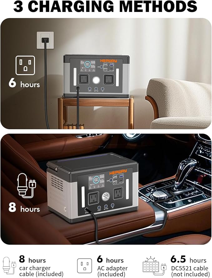 Portable Power Station 700W,Solar Electric Generator 577Wh Pure Sine Wave 120V AC,PD 60W,Car Port Outlets Surge 1000W,Inverter Generator Home Backup Battery for CPAP,Camping,RVs,Blackouts