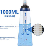 Portable 1.0L Water Fiter, Outdoor Water Filter Backpacking, Collapsible Hiking Water Filter, Water Filter Camping，Water Backpack For Travrling（Blue）