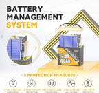 Power Queen 12V 100Ah Mini LiFePO4 Lithium Battery, Deep Cycle Battery with Upgraded 100A BMS, Max 1280Wh Energy, Up to 15000 Cycles & 10-Year Lifespan for RV, Solar, Trolling Motor & Camping