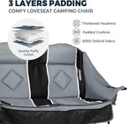 Oversized USLCamping Chair - 2 Person Portable Folding Outdoor Loveseat Heavy Duty Lawn Chairs for Adults with Padded Cushion & Dual Cup Holders, Supports 660LBS for Camping，Sports，Picnic (Grey)