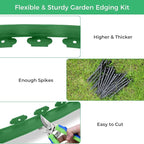 2-Inch x 200 FT Landscape Edging Border with 300 Stakes, Plastic Garden Edging Border Kit, Flexible No Dig Lawn Edging Border for Garden Flower Beds Yard Pathway Paver (Green)