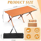 Suzile 2 Pack Foldable Camping Table 4ft Portable Lightweight Picnic Table Collapsible Roll up Metal Camp with Carry Bag for Camping, Picnic, Patio, Outdoor Party(Nut Brown)