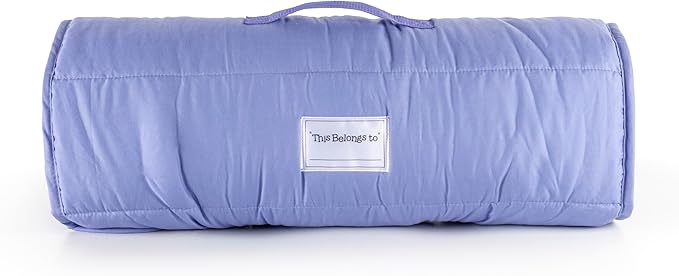 Jay Franco Kids Nap Mat with Embedded Pillow & Blanket – Soft 46"x20" Microfiber Sleeping Bag with Name Tag & Handle for School, Travel, Sleepover
