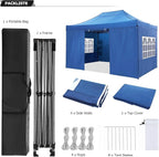 COBIZI 10x15 Pop up Canopy Tent 10x15 Canopy with 4 Sidewalls Waterproof Heavy Duty Commercial Canopy for Parties Outdoor Garden Gazebo Tent, Carry Bag(10x15ft, Blue)