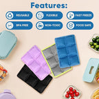 4pcs Ice Packs for Lunch Boxes & Coolers -Slim Reusable Space Saving Cooler Ice Packs,Water Absorption (6”x4”x0.7”) - Multi-Colored, Non-Toxic Cooler for Picnic,Sports & Camping
