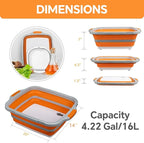 Collapsible BBQ Prep Tub for Meal Prep, Marinating, and Food Storage - Includes Cutting Board and Locking Lid,Ideal Gifts for Christmas,Dad,mother (X-Large) Orange