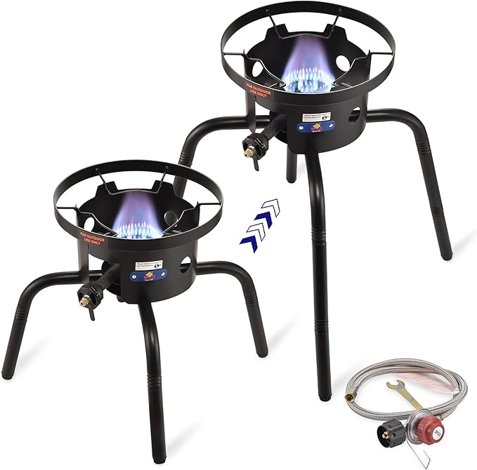 ARC Propane Burners For Outdoor, 15“ Wok Burner Single Propane Burner With Adjustable Legs, 65,000BTU Cast Iron Portable Propane Stove Great For Camping And Turkey Frying, Crawfish Cooking