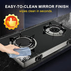 2 Burner Propane Gas Stove, 20472 BTU/h Portable Tempered Glass Camping Stove with Infrared and Blue Flame, Auto-Ignition, Portable BBQ Propane for Cooking, Outdoor, Camping, RV & Emergency Use