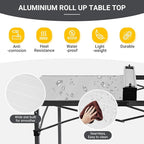 KingCamp Aluminum Camping Table Foldable, Large 53.5" Roll Up Camp Table Folding Seamless Tabletop Heavy Duty Duck Hunting Camping Tables Metal Portable Outdoor Collapsible for RV BBQ Picnic Hunting