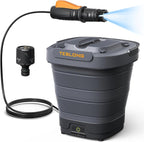 Teslong Portable Electric Pressure Washer with 12L Tank, Foldable Design, 4-in-1 Nozzle, Type-C Charging, 10L Water Storage Bag, Cordless Power Washer for Outdoor Camping, Gardening, and Pet Grooming