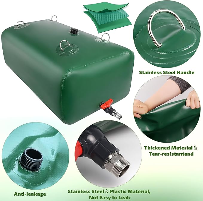 400 L/105.7 Gallon Water Storage Bladder, Foldable Portable Water Bladder Tank, Large Capacity Water Container, Water Bag for RV, Truck, Camping, Emergency & Outdoor Use
