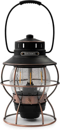 Barebones Railroad Lantern – Antique Bronze, Vintage-Inspired LED Camping Lantern with Rechargeable Battery – Adjustable Brightness Outdoor Light for Camping Gear, Backyard, and Home Decor