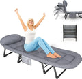 Camping Cot with Mattress, No Assembly Required Heavy Duty Folding Camping Cot for Adults, 550 Lbs Capacity Adjustable Portable Sleeping Bed for Indoor, Outdoor & Patio Use (L''75)