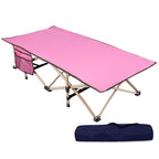 REDCAMP Extra Long Kids Cot for Sleeping 2-7 Years, Portable Travel Toddler Cot Bed with Carry Bag, Lightweight for Outdoor Indoor Home, Pink 53''x26''
