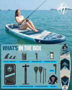 10'6''x33''Inflatable Stand Up Paddle Board, 400lbs Extra Wide Stand Up Paddleboard with Kayak Seat, Anti-Slip EVA Deck Premium SUP Accessories Kit, Non-Slip Stable Deck Boat for Yoga Fishing Surf