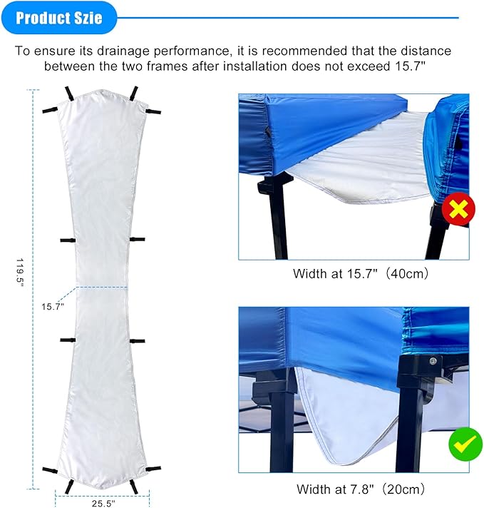 Joramoy 10 Feet Canopy Rain Gutter for Instant Pop Up Canopy, Canopy Tent Drainage Accessory Rain Gutter with Velcro Straps (White)