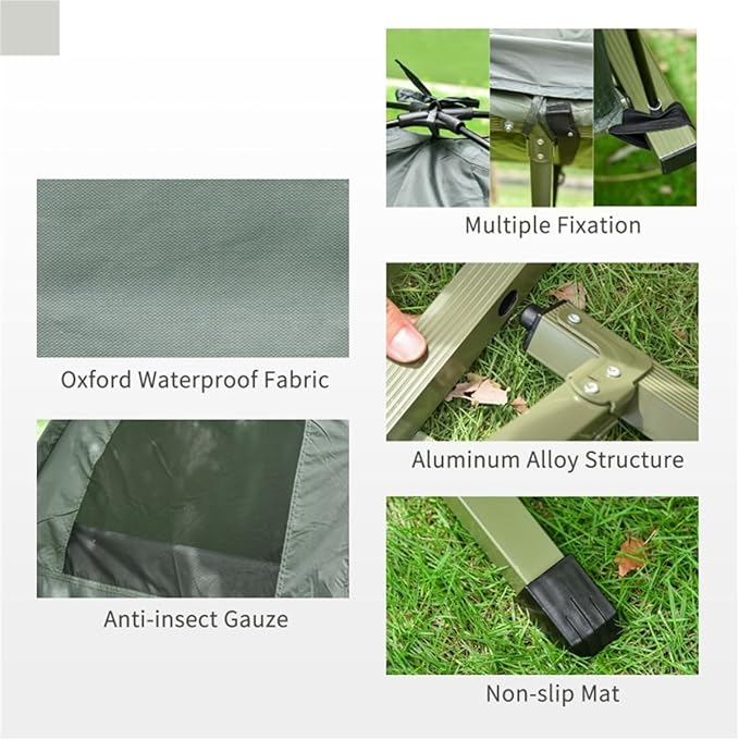 Camping Tent Cot, 4-in-1 Folding Tent Cot Combo with Mattress, Pillow, Sleeping Bag, Roller Carrying Bag, Off Ground Travel Camp Cot for Hiking, Backpacking, Picnic