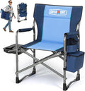 Overmont Oversized Lightweight Camping Chair - Portable Comfortable Heavy Duty Foldable Directors Chairs with Side Table & Cooler Bag for Outside Camp Beach Picnic Lawn and Fishing Supports 400lbs