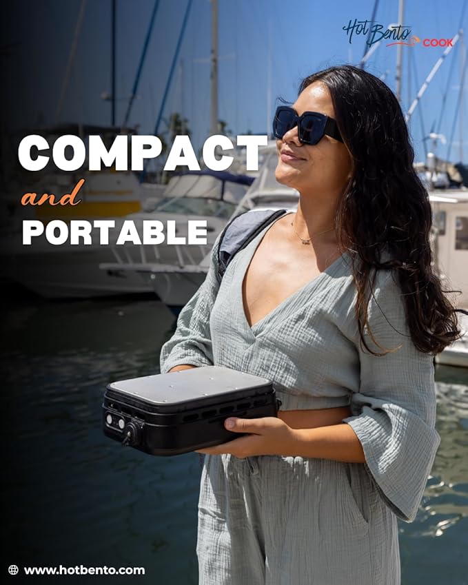 Hot Bento Cook – Portable Battery-Powered Flameless Cooker Reaching 500°+, Adjustable Heat Levels, Cordless Cooking for Camping, Travel & Outdoor Use