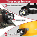 High Lumens LED Mining Headlamp with Hat - Waterproof, Durable, Long-Lasting Rechargeable Headlight, Adjustable Strap, Perfect for Miners Camping Hiking (KL3.0 Black-Red Button with Hat)