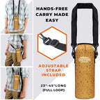Tactiko Survival 51 oz/1500 ml Stainless Steel Wide Mouth Water Bottle, Single Wall Boil-Safe, Leakproof, BPA-Free with Carry Sleeve and Strap for Camping, Hiking, Outdoor Prep (Tan)