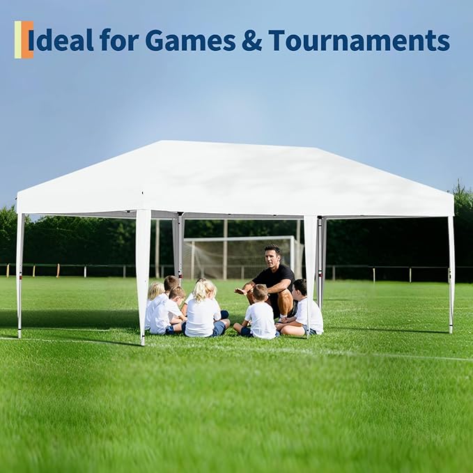 Garvee 10x10 Pop Up Canopy Tent, Heavy Duty Commercial Instant Shelter with One-Person Setup, UPF 50+ Waterproof, 100 Sq Ft Shade for Outdoor Events, Camping, Farmers Market
