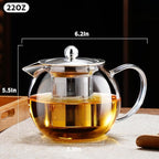 PARACITY Glass Teapot Stovetop 22 OZ/650ml, Tea pot with Removable 18/8 Stainless Steel Infuser, Borosilicate Clear Tea Kettle, Teapot Blooming and Loose Leaf Tea Maker Tea Brewer for Camping, Travel