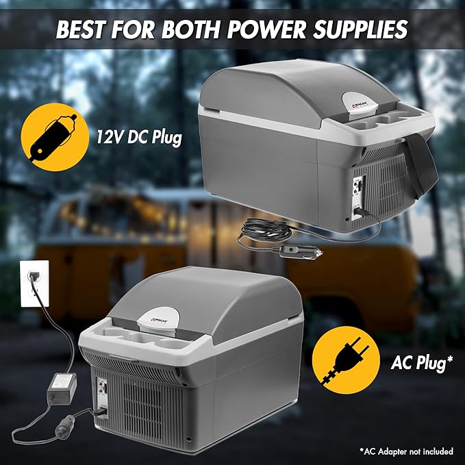 Wagan EL6206 12V 6 Quart Personal Thermoelectric, 6 Liter Capacity, Portable Electric Cooler Warmer with 12/24V DC, Small Fridge for Car, RV, and Camping Use, UL Listed
