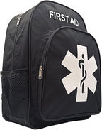 Red Emergency Bag First Aid Backpack Empty Medical First Aid Treatment First Responder Trauma Bags for Hiking Outdoors Travel Camping Pet Dog Cat Daycare (Black White)