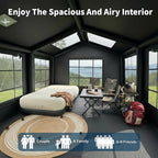 Inflatable Large Tent, Blow Up Tent with Hand Pump Waterproof 4 Season Air Tents Luxury Black Oxford Cabin Glamping House Easy Setup Outdoor Family Hot Tents for Camping 4-8 Person