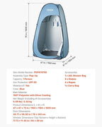 VEVOR Pop up Shower Tent, Instant Portable Privacy Tent Changing Room with Shower Bag, Ground Stakes, Ropes, Carry Bag, 190T Polyester with Silver Coating, Quick Setup, for Camping, Beach, Fishing