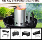 BEAU JARDIN Charcoal Chimney Starter 11"X7" Grill Barbecue BBQ Galvanized Steel Chimney Lighter Basket Outdoor Cooking Quick Rapid Fire Briquette Starters Can Canister for Grilling Camping Accessories