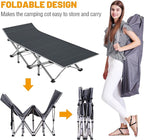 DoCred Folding Camping Cot with Mattress, 2 Pack Heavy Duty Folding Cot for Adults, Portable Sleeping Cot Bed Adults Outdoor Bed with Carry Bag, Travel Camp Cots