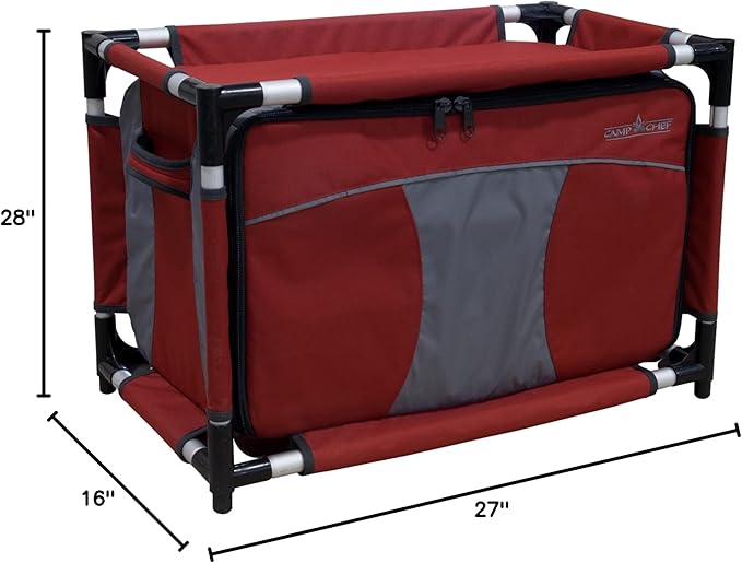 Camp Chef Sherpa Camp Table & Organizer, Table top 27" x 17", Table Height 28", Brick