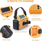 Raynic Weather Radio, 5000mAh/18500mWh NOAA Weather Radio, Solar Hand Crank Emergency Radio with AM/FM/SW/NOAA Weather Alert, Flashlight, Reading Lamp, Cell Phone Charger and SOS Siren